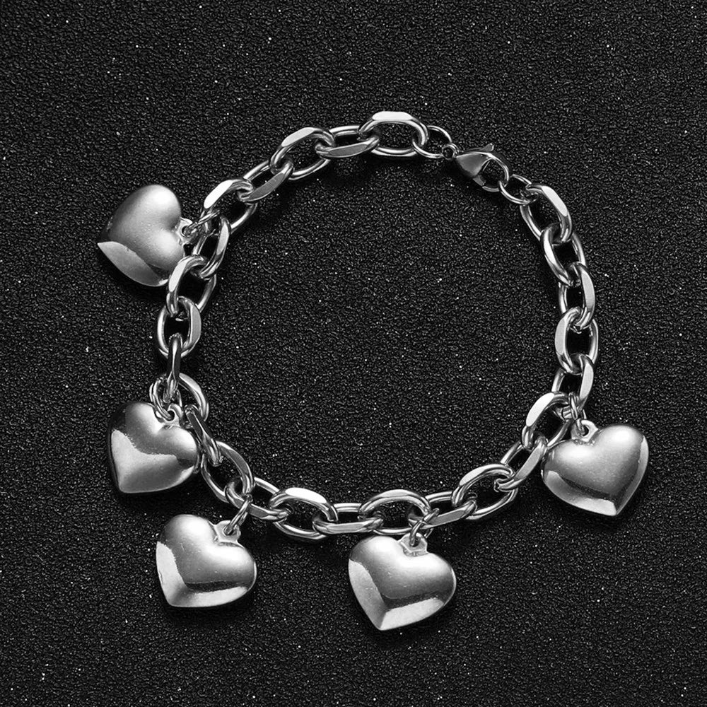 Armband 5 Herzen Gourmette Damen Silber