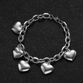 Armband 5 Herzen Gourmette Damen Silber