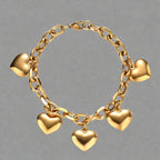 Armband 5 Herzen Gourmette Damen Gold