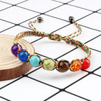 7 Chakren Geflochtenes Gourmet-Armband Herren Damen Echte Steine mehrfarbig