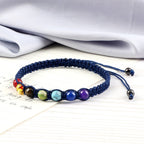 7 Chakren Geflochtenes Gourmet-Armband Herren Damen Echte Steine blau
