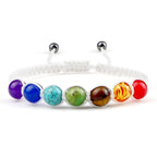 7 Chakren Geflochtenes Gourmet-Armband Herren Damen Echte Steine weiß