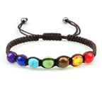 7 Chakren Geflochtenes Gourmet-Armband Herren Damen Echte Steine braun