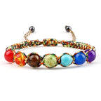 7 Chakren Geflochtenes Gourmet-Armband Herren Damen Echte Steine mehrfarbig