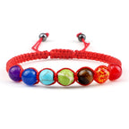 7 Chakren Geflochtenes Gourmet-Armband Herren Damen Echte Steine rot