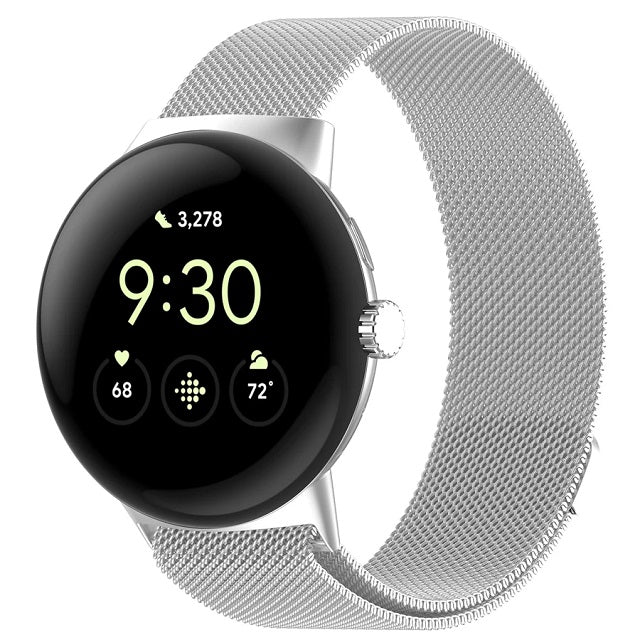 Edelstahl Milan Magnetarmband Smartwatch Google Pixel Watch 1 & 2 silbergrau