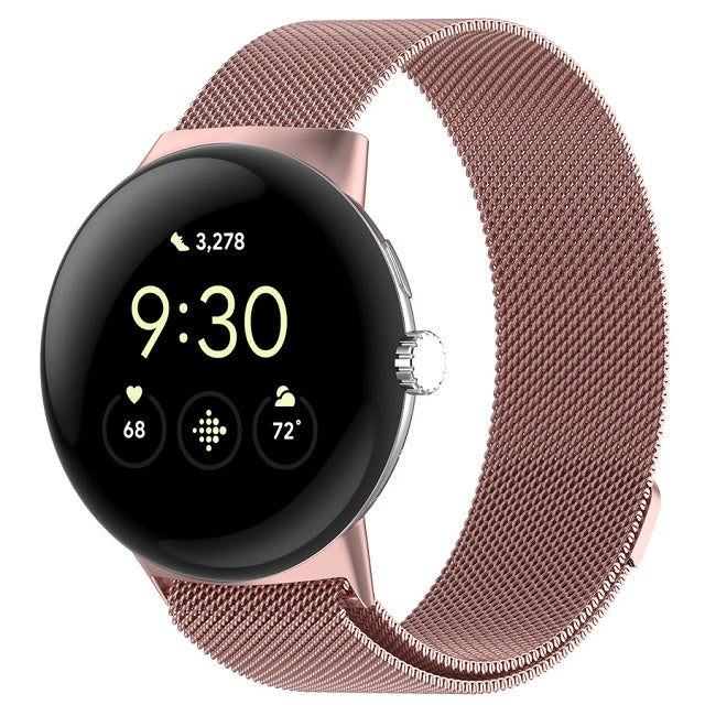 Edelstahl Milan Magnetarmband Smartwatch Google Pixel Watch 1 & 2 rosa