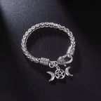Armband Stahl Dreifacher Mond Hexerei Wicca Panzerkette