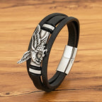 Herren Lederarmband Adler Silber