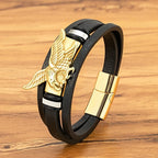 Herren Lederarmband Adler Gold