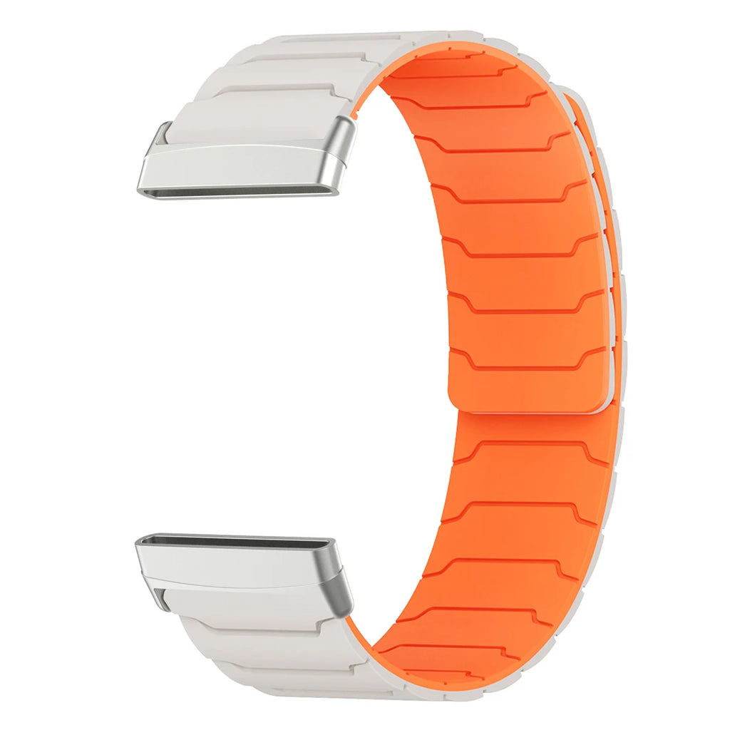 Magnetarmband für Fitbit Versa 3, Versa 4, Sense 1 und Sense 2 Uhr weiß-orange