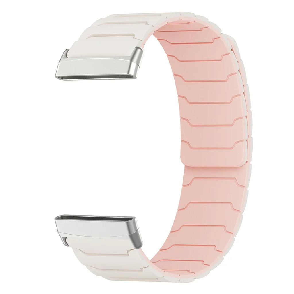 Magnetarmband für Fitbit Versa 3, Versa 4, Sense 1 und Sense 2 Uhr weiß-rosa