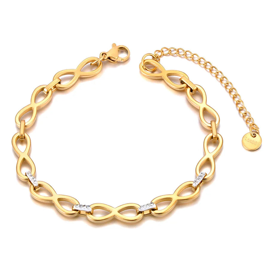 Armband mit verschlungenen Unendlichkeitssymbolen Gold