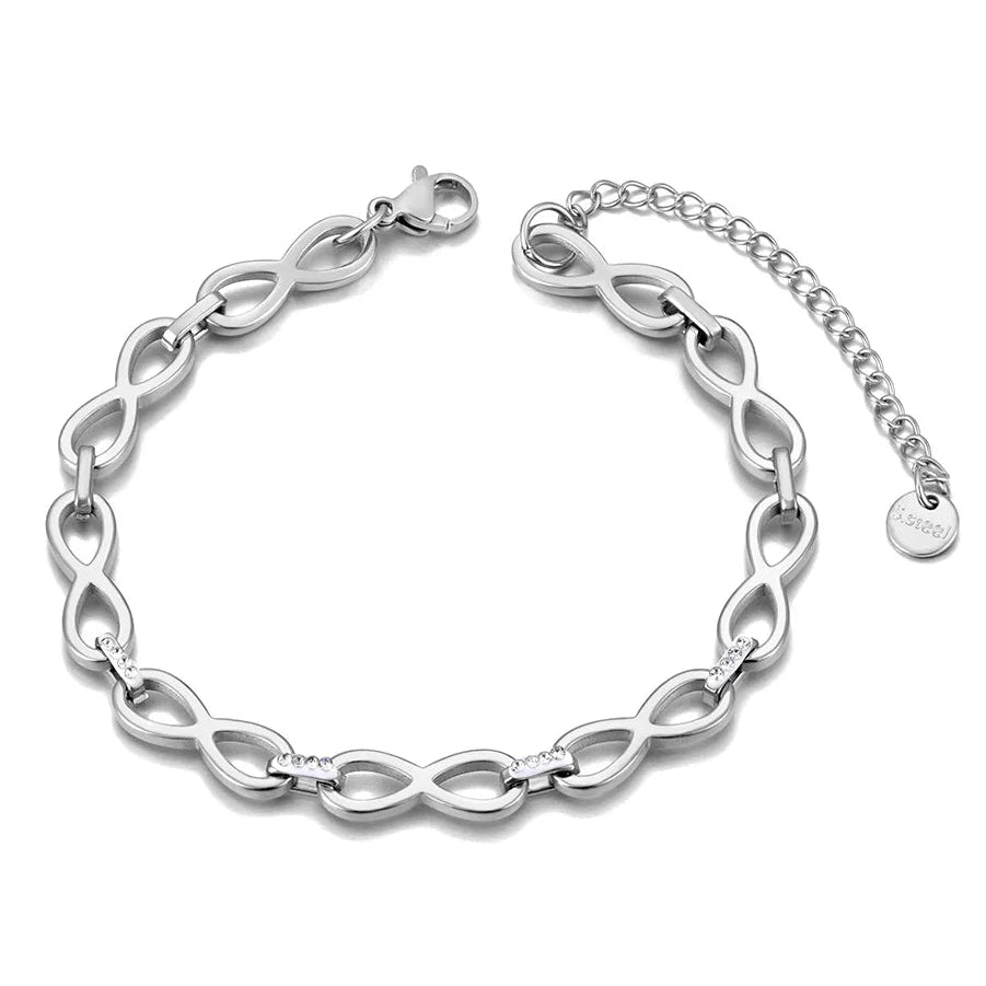 Armband mit verschlungenen Unendlichkeitssymbolen Silber