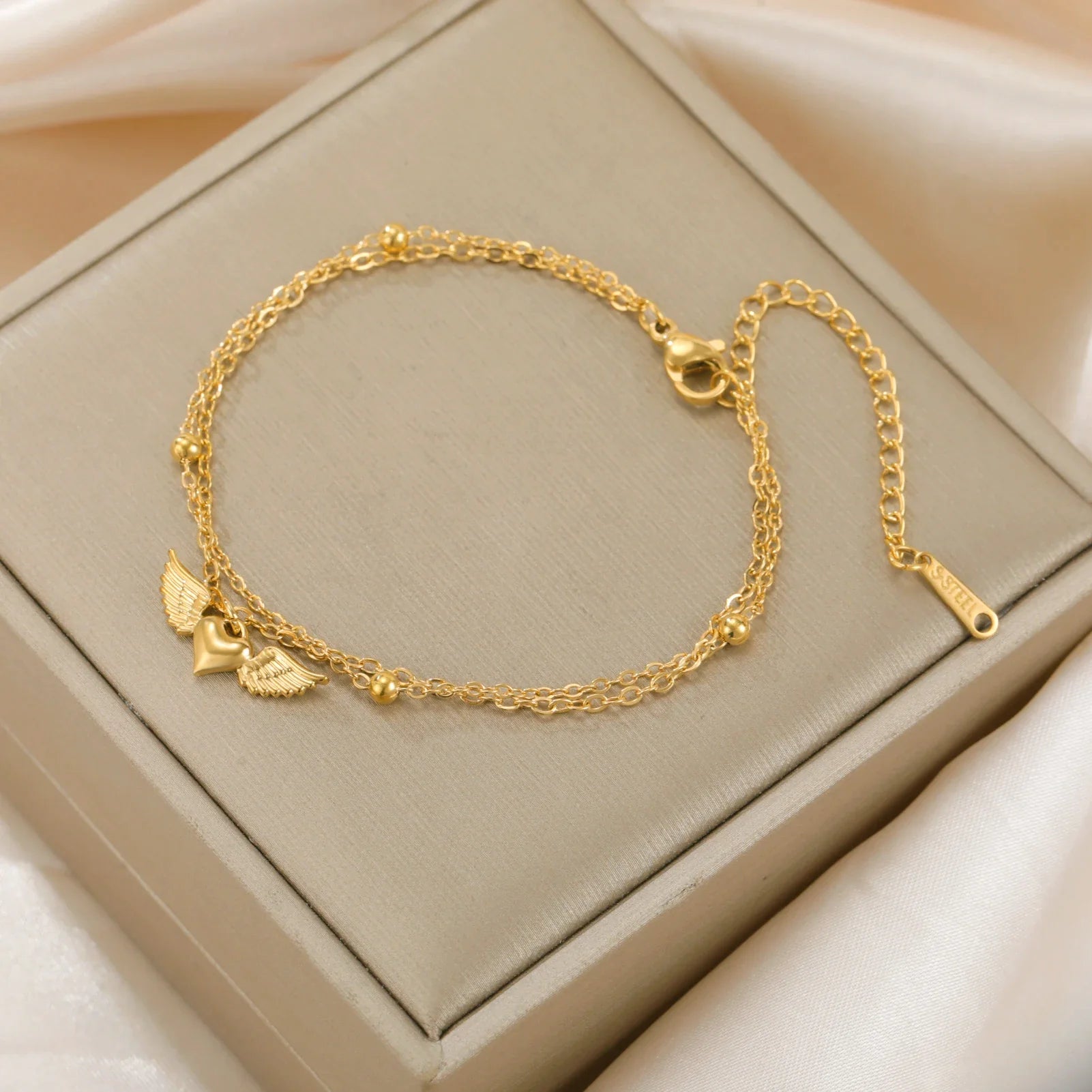 Verstellbares Armband Engelsflügel Gold