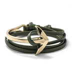 Breites verstellbares Ankerarmband in Gold und Grün