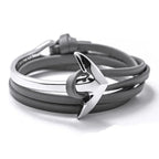 Breites verstellbares Ankerarmband in Silber und Grau