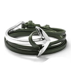 Breites verstellbares Ankerarmband in Silber und Grün