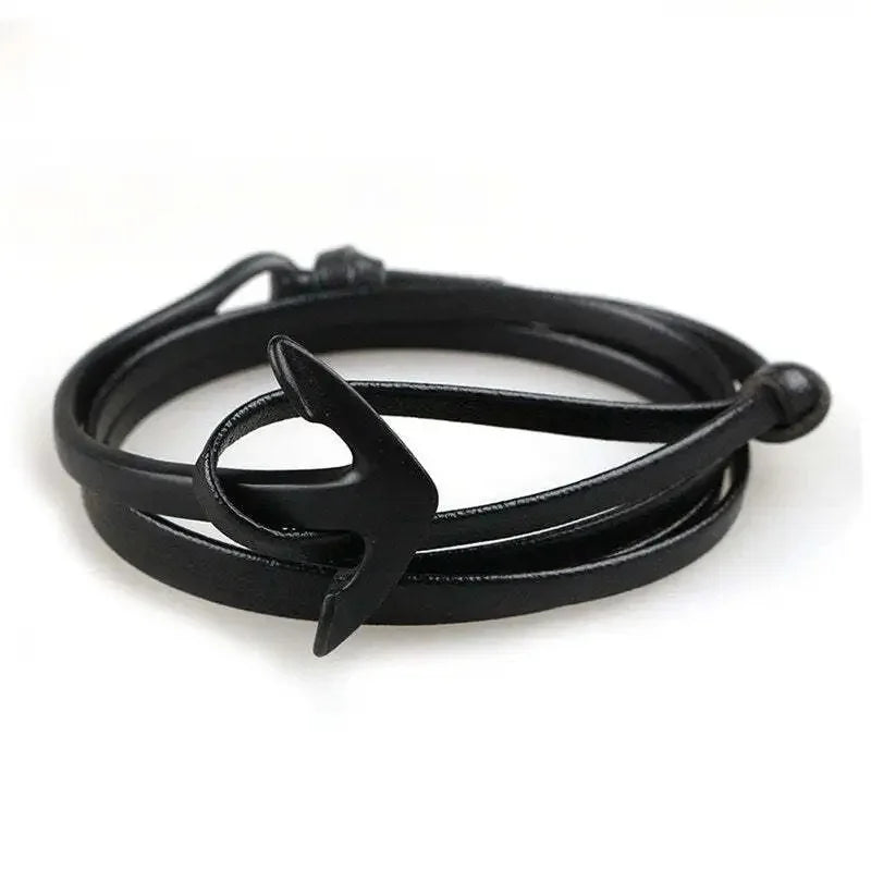 Breites verstellbares Ankerarmband in Schwarz