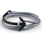 Breites verstellbares Ankerarmband in Schwarz und Grau