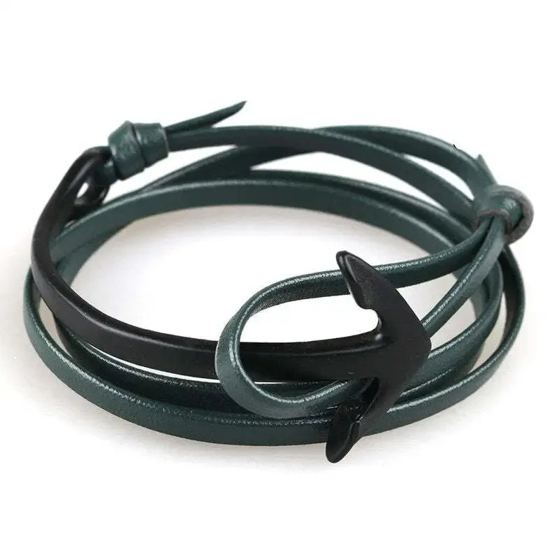 Breites verstellbares Ankerarmband in Schwarz und Grün