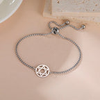 Verstellbares Armband mit dem <span data-glossary-id="etoile_de_david">Davidstern</span>, jüdisches Symbol, Silber