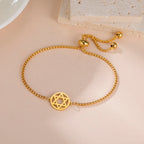 Verstellbares Armband mit dem <span data-glossary-id="etoile_de_david">Davidstern</span>, jüdisches Symbol, Gold