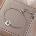 Verstellbares Armband mit dem <span data-glossary-id="etoile_de_david">Davidstern</span>, jüdisches Symbol, Silber