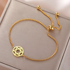 Verstellbares Armband mit dem <span data-glossary-id="etoile_de_david">Davidstern</span>, jüdisches Symbol, Gold