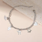 Verstellbares Armband mit jüdischen Schutzanhängern aus Silber