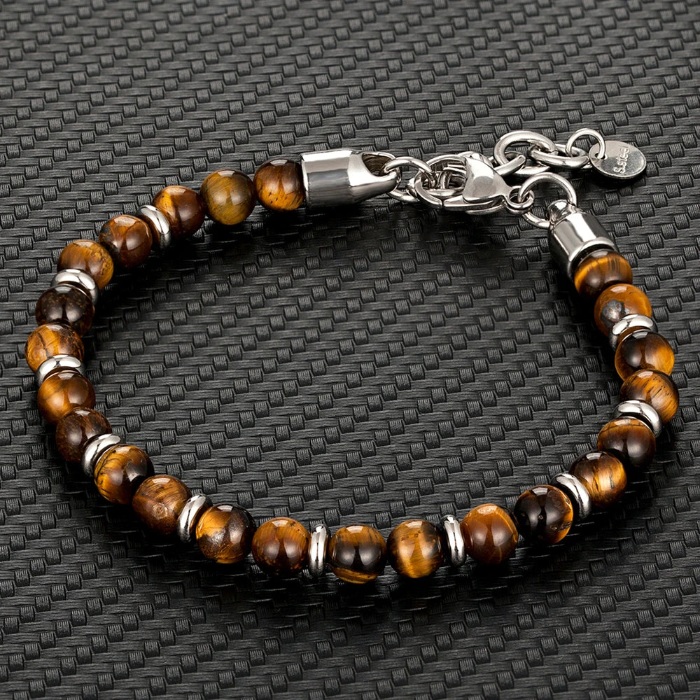 Verstellbares Armband aus Tigeraugenperlen