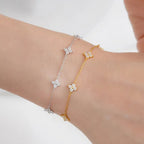 Verstellbares Kleeblatt-Armband mit Strass 