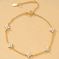 Verstellbares Kleeblatt-Armband mit Strass 