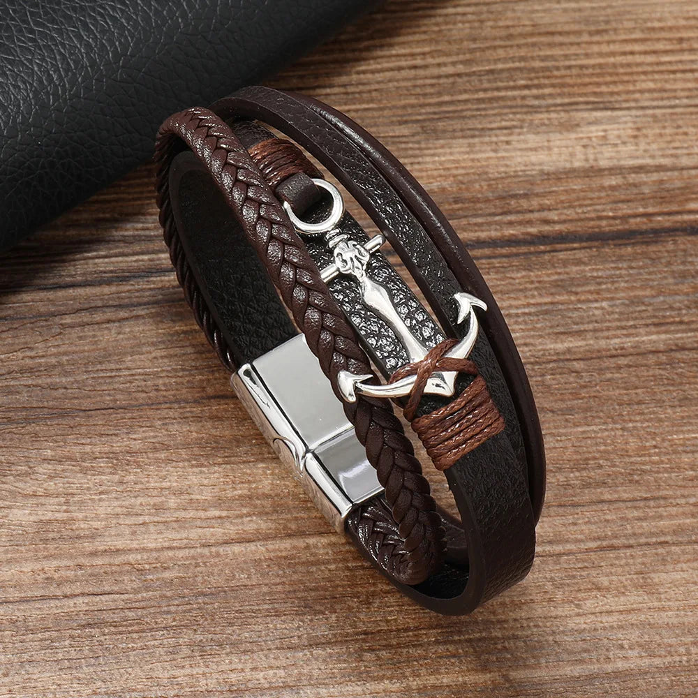 Breites braunes Ankerarmband