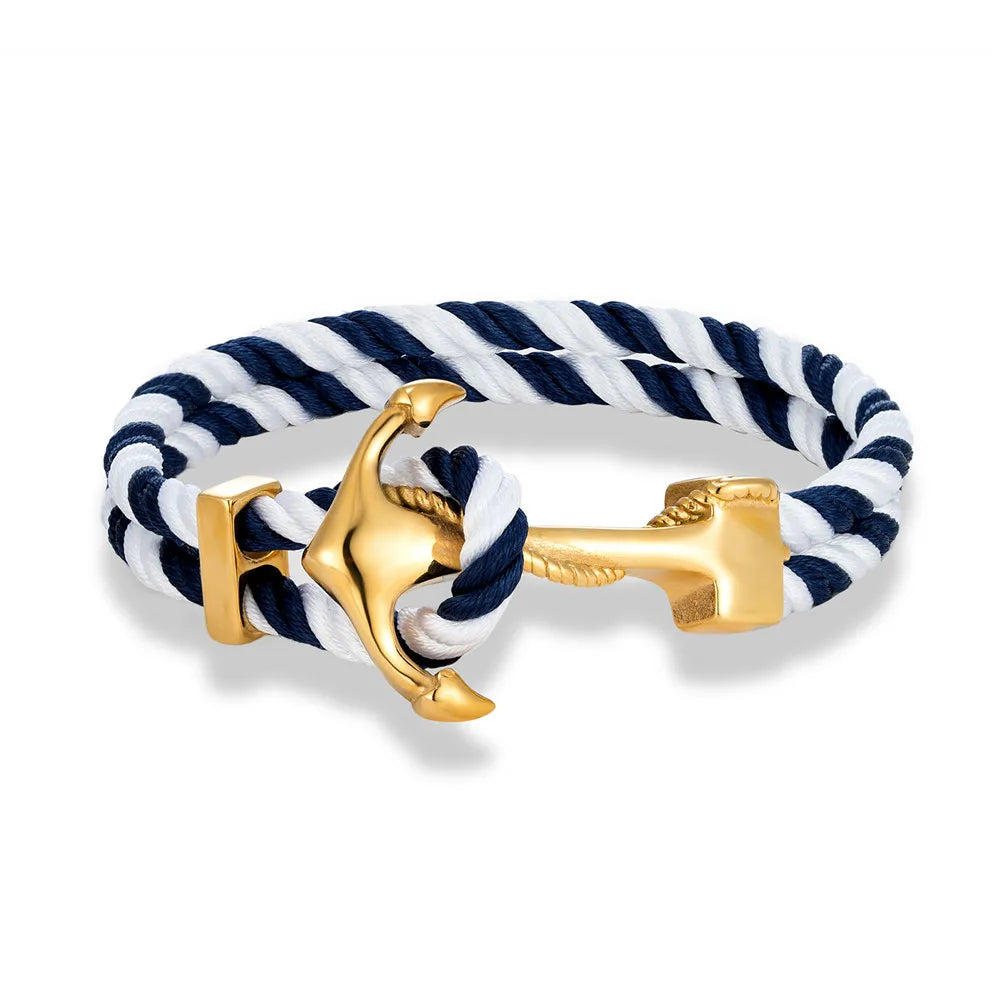 Herren-Armband mit Anker weiß und blau