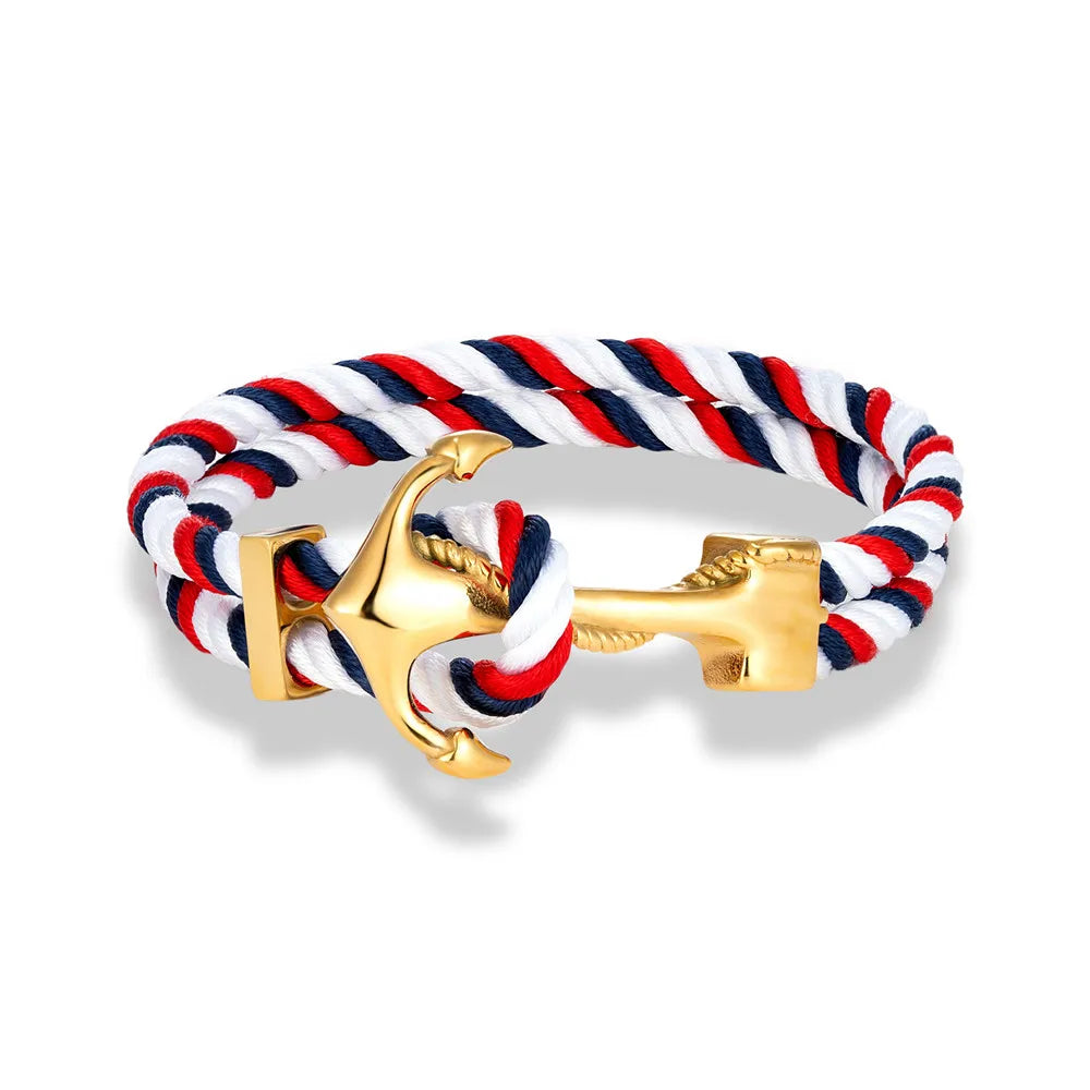 Herren-Armband mit Anker weiß und rot
