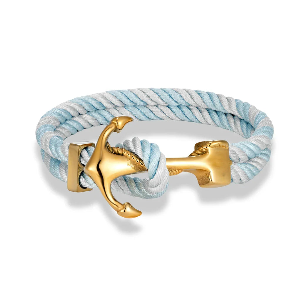 Herren-Armband mit Anker blau und grau