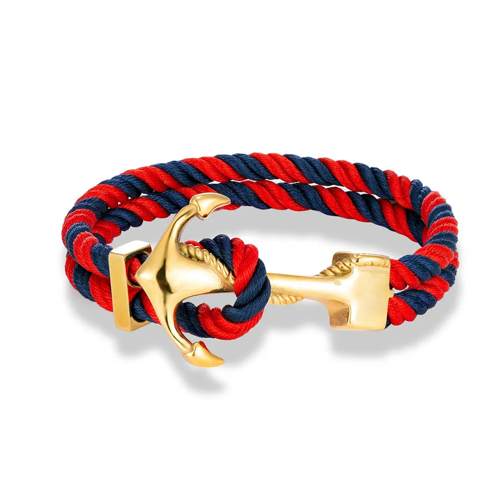 Herren-Armband mit Anker blau und rot