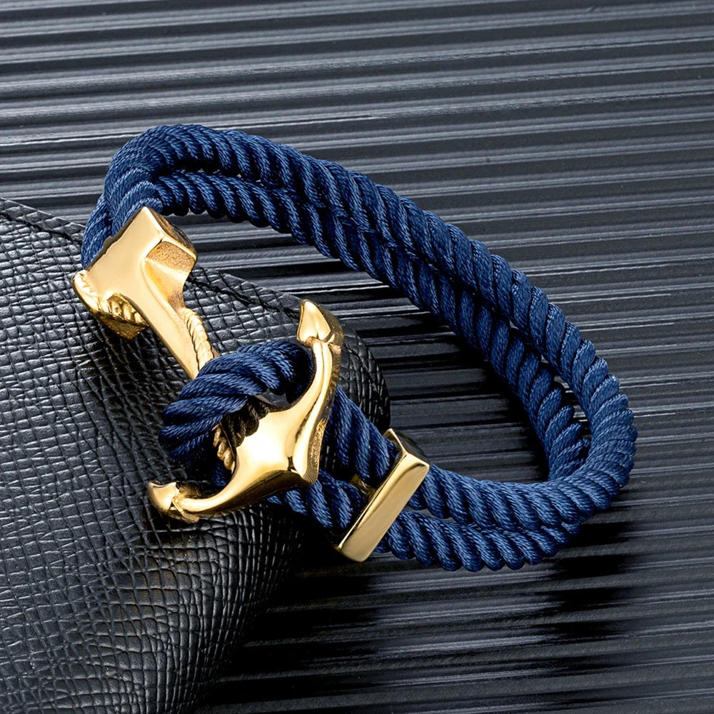 Herren-Armband mit Anker dunkelblau