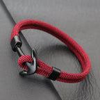 Armband mit schwarzem und bordeauxfarbenem Anker