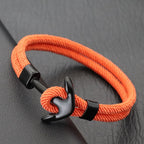 Armband mit schwarzem und orangefarbenem Anker