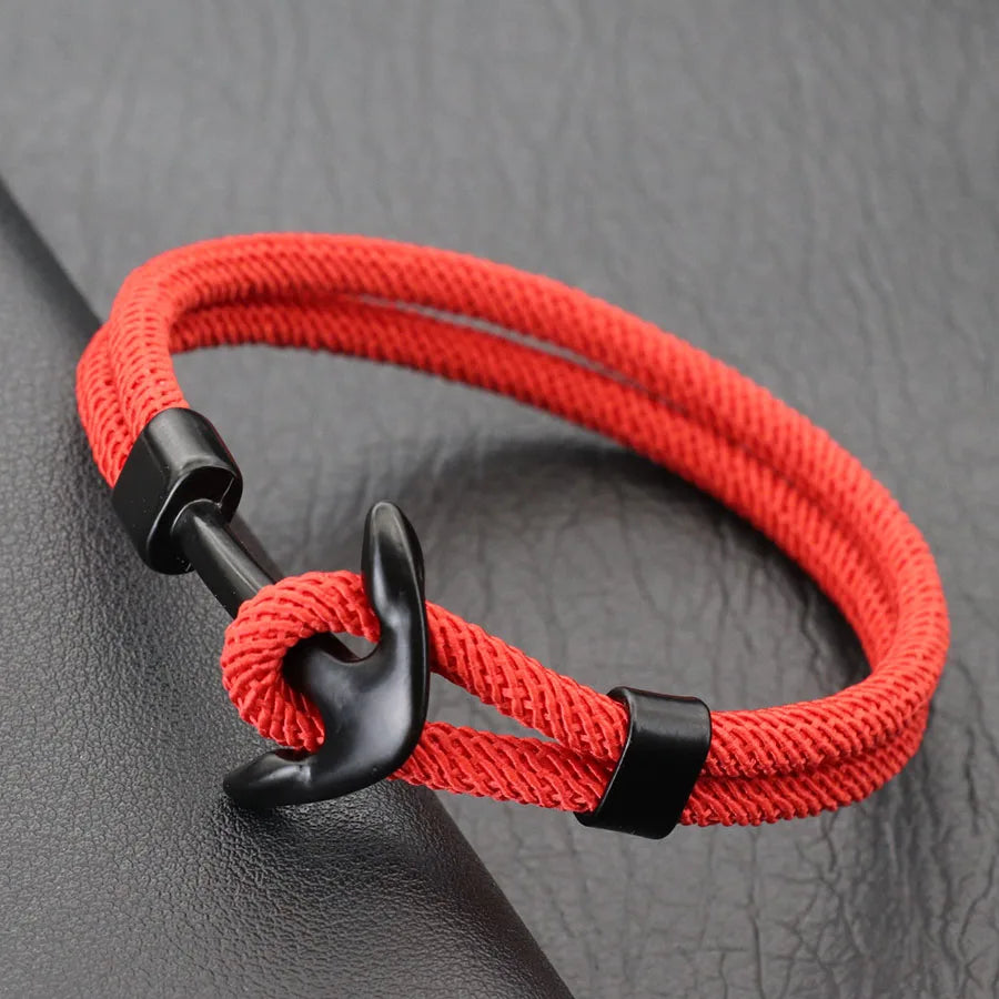 Armband mit schwarzem und rotem Anker