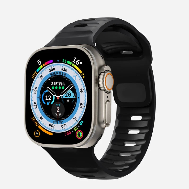 Apple Watch Armband aus chirurgischem Silikon schwarz