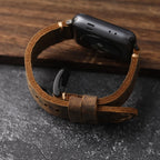 Apple Watch Herrenarmband aus echtem dickem schwarzem Leder