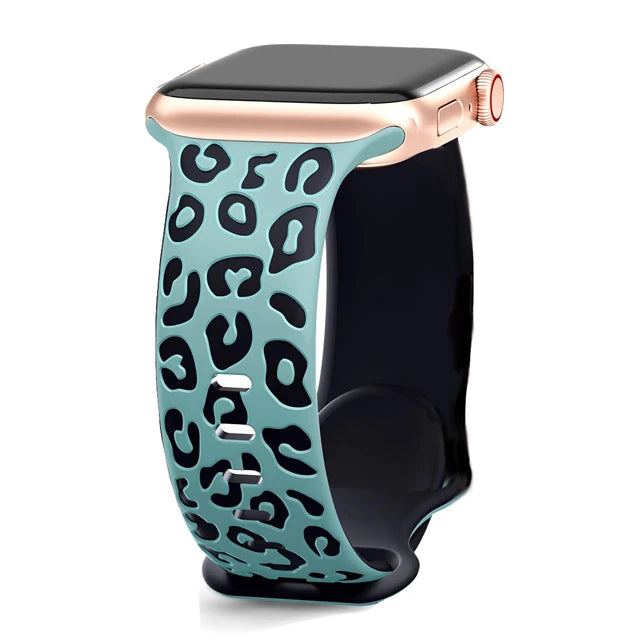 Apple Watch Armband Leopard cyan