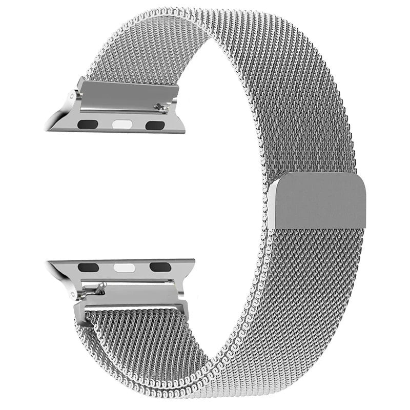 Magnetisches Apple Watch Armband aus silberfarbenem Stahl