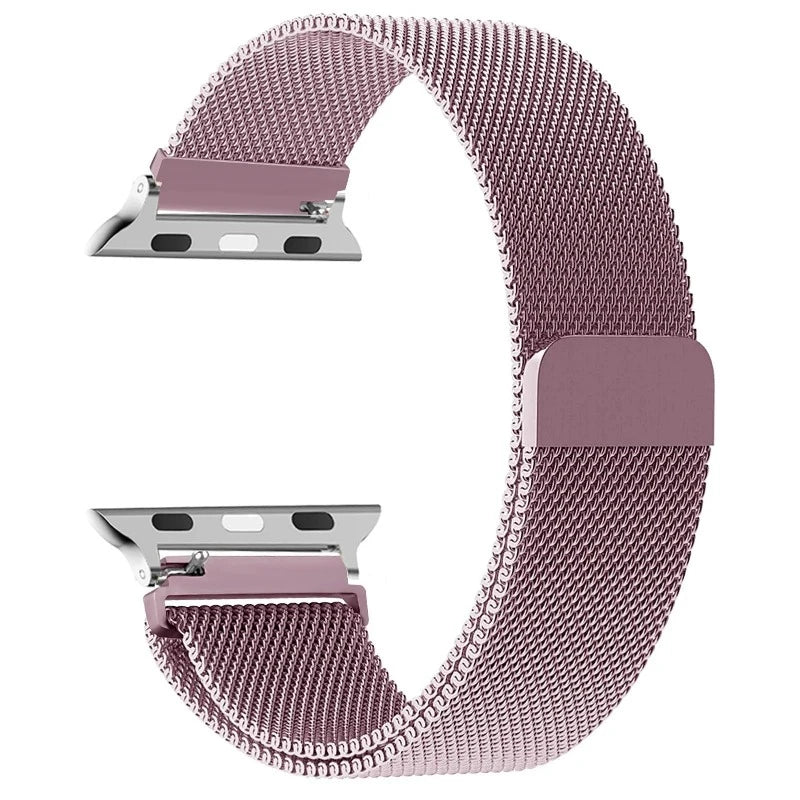 Magnetisches Apple Watch Armband aus fuchsienfarbenem Stahl
