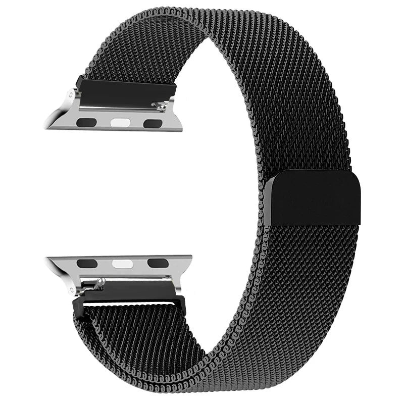 Magnetisches Apple Watch Armband aus schwarzem Stahl