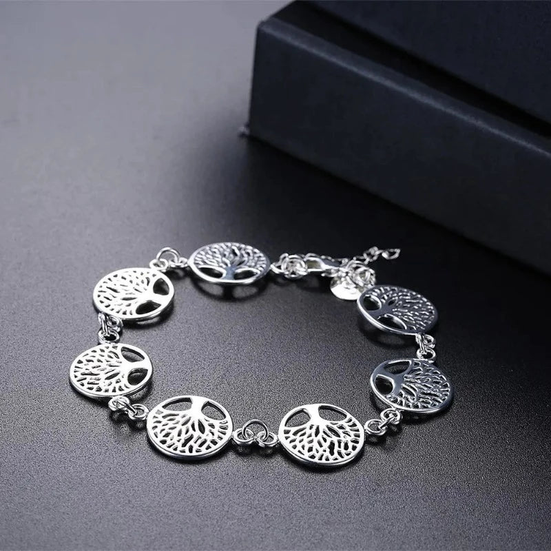 Lebensbaum-Armband für Damen, Silber