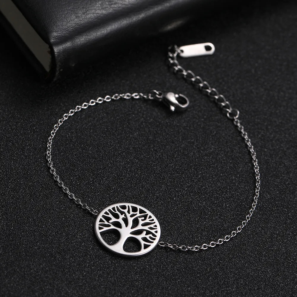 Feines Damenarmband Lebensbaum Panzerkette Silber